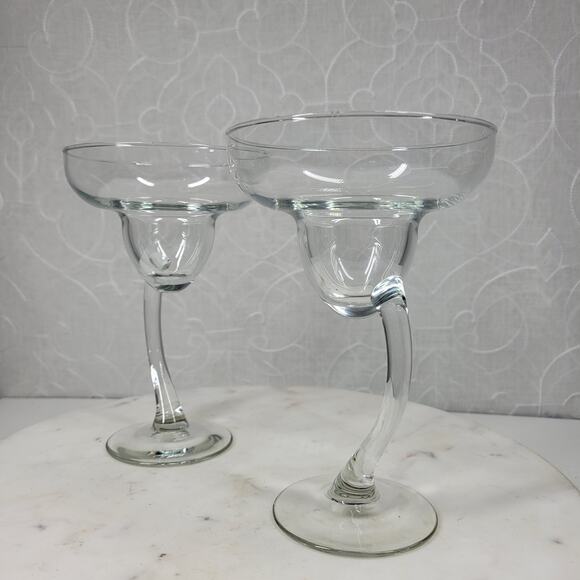 Libbey Bravura Margarita Glasses Clear Twisted Stem Hand Blown Cocktail Barware - Picture 10 of 13